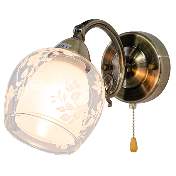 Retro lampa ścienna ELM9150/1 21QG z włącznikiem mosiądz