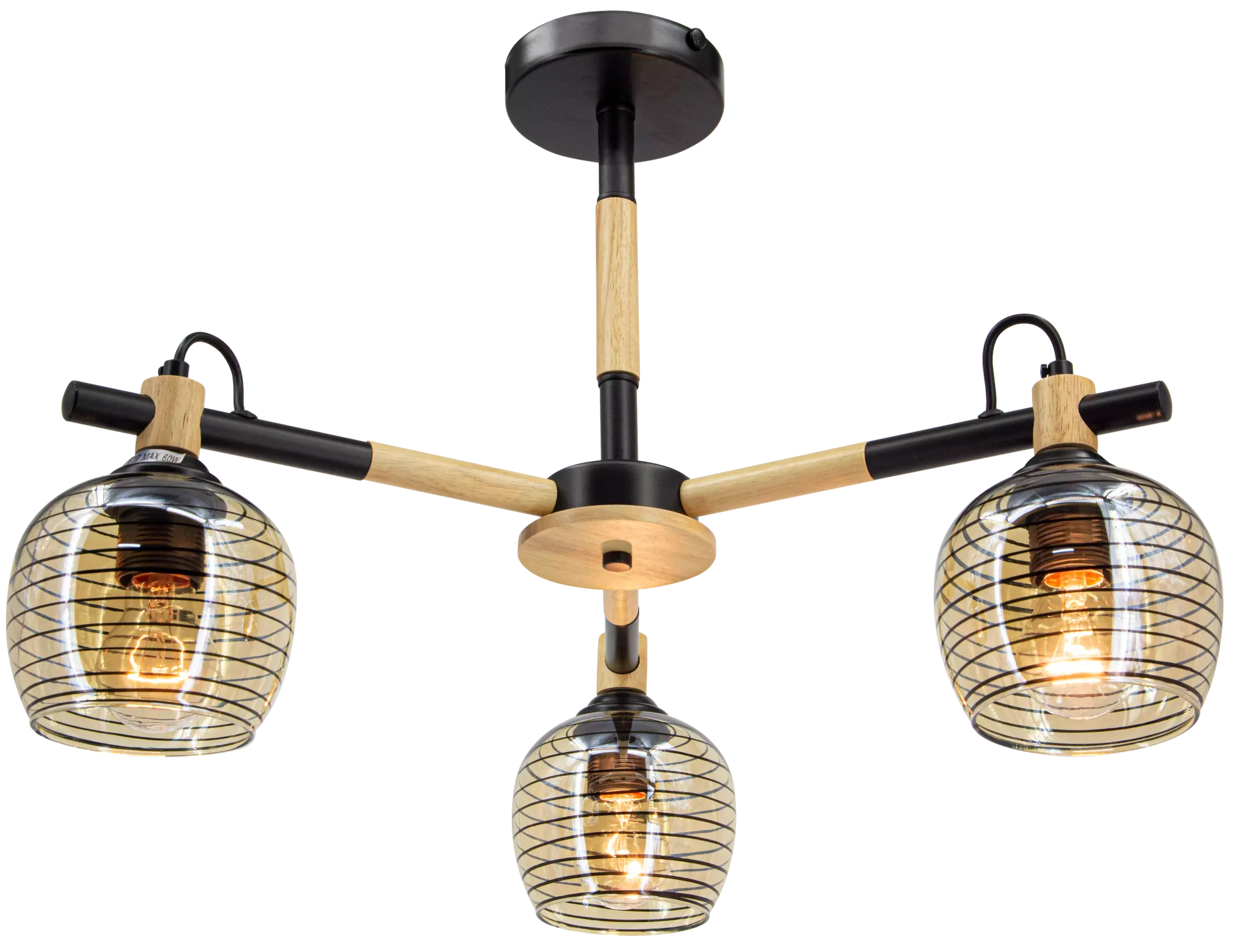 Skandynawska lampa sufitowa ELM2203/3 BL JD czarna drewno