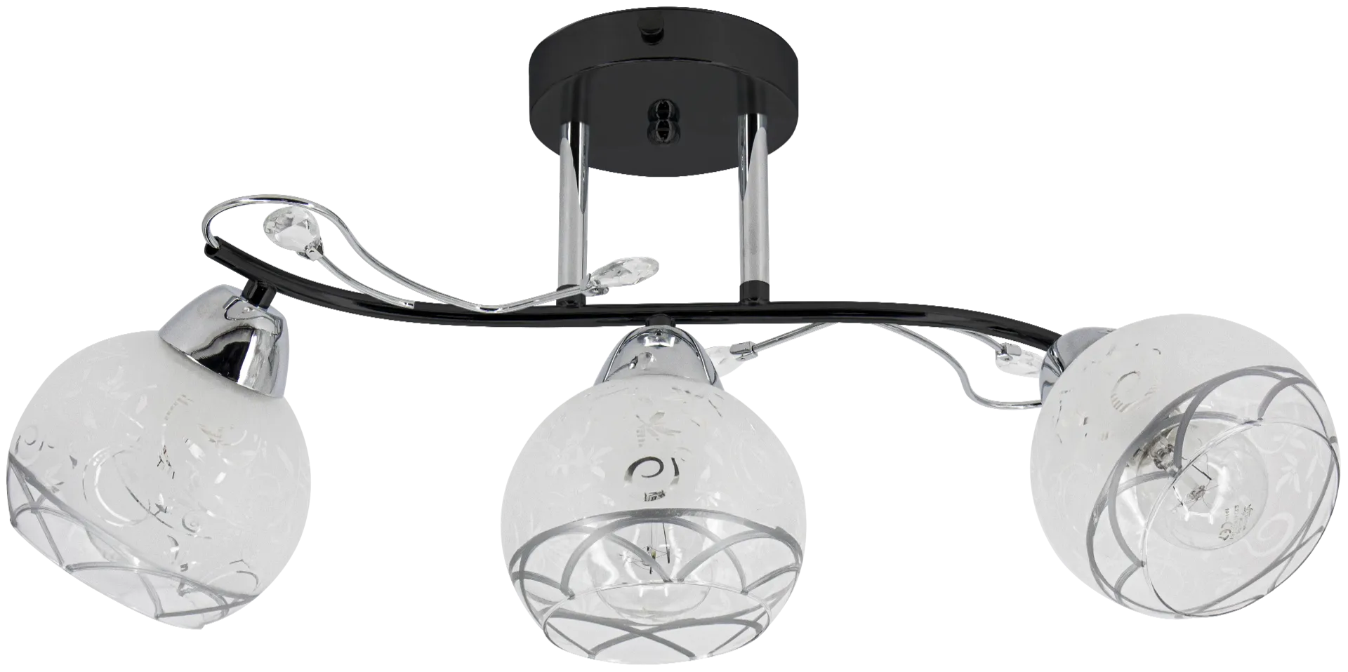 3-punktowa lampa sufitowa ELM2982/3 BL 8C do salonu czarna chrom