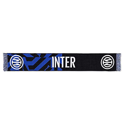 Inter Szalik Nowe Logo Jaquard, Różne Kolory, Stadion Unisex-Adult Dwukolorowy Wzór Czarny/Niebieski, Jeden Rozmiar