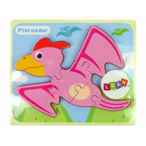 Import LEANToys Drewniane Puzzle Dinozaur Pterodaktyl Różowy LT-10342-0