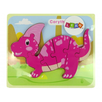 Import LEANToys Drewniane Puzzle Dinozaur Corythosaurus Różowy LT-10344-0