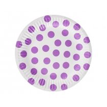 Talerzyki papierowe Groszki  lawendowe 18cm 6szt. - Godan