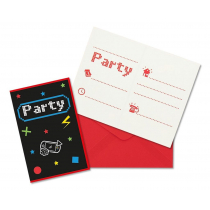 Zaproszenia z kopertami Gaming Party 6szt - Godan