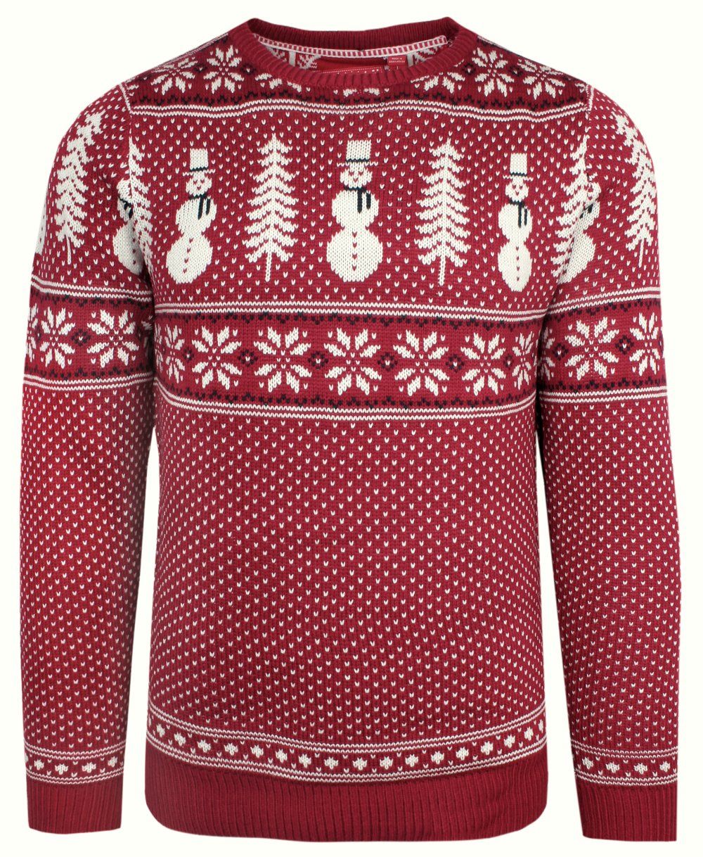 Sweter Świąteczny w Norweski Wzór - Czerwony - Brave Soul