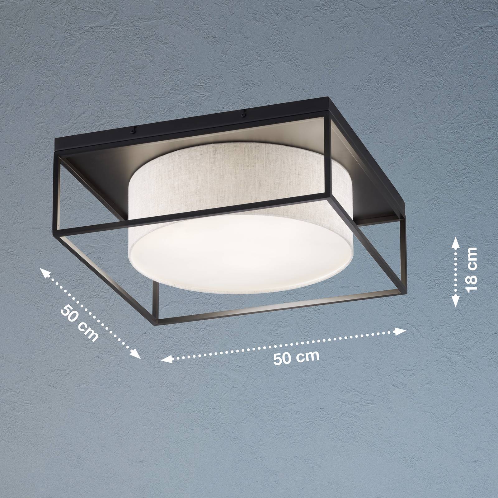 Lampa sufitowa Carre 50x50cm klosz z tkaniny biała
