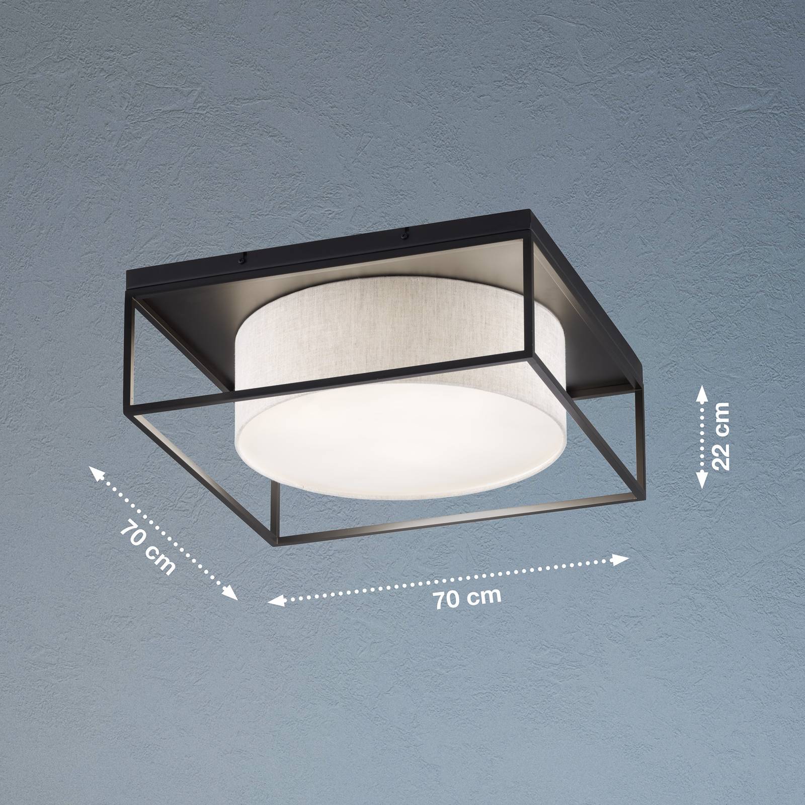 Lampa sufitowa Carre 70x70cm klosz z tkaniny biała
