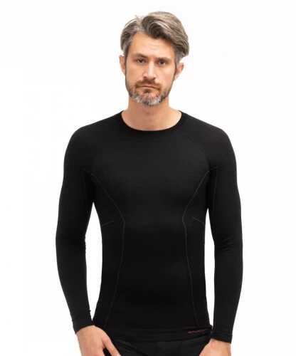 Koszulka męska Brubeck z Wełną Merino Active Wool Czarny