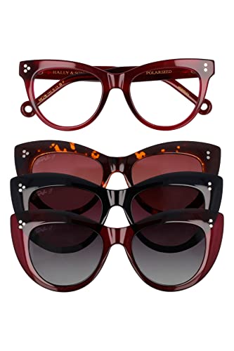 Hally & Son Damskie okulary przeciwsłoneczne HS805V04, bordowe, 50, Burgund, 50 EU