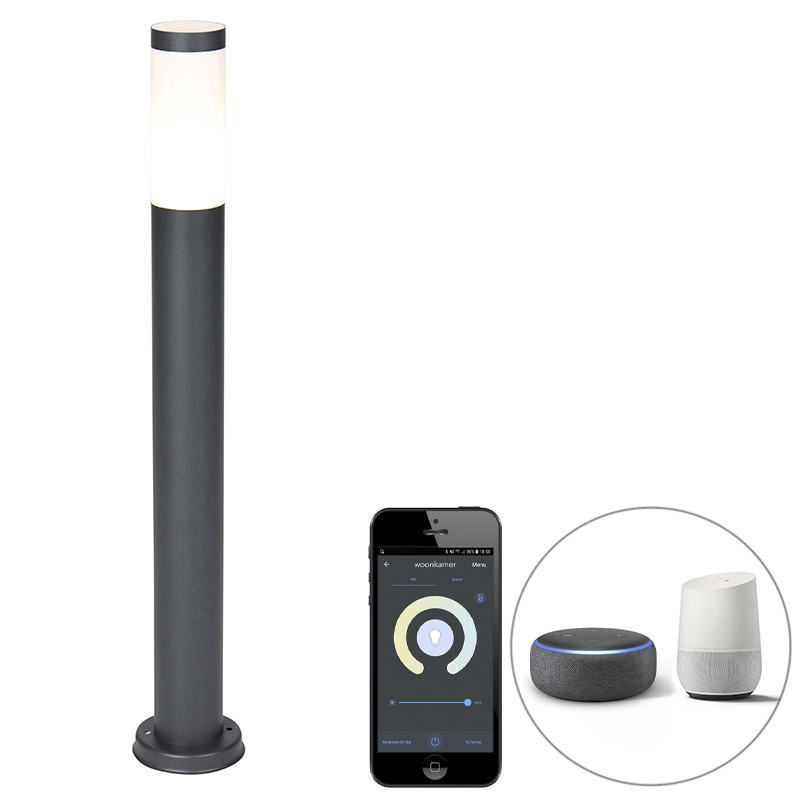 QAZQA Inteligentny słupek do lampy zewnętrznej antracytowy 80 cm z Wi-Fi P45 - Rox
