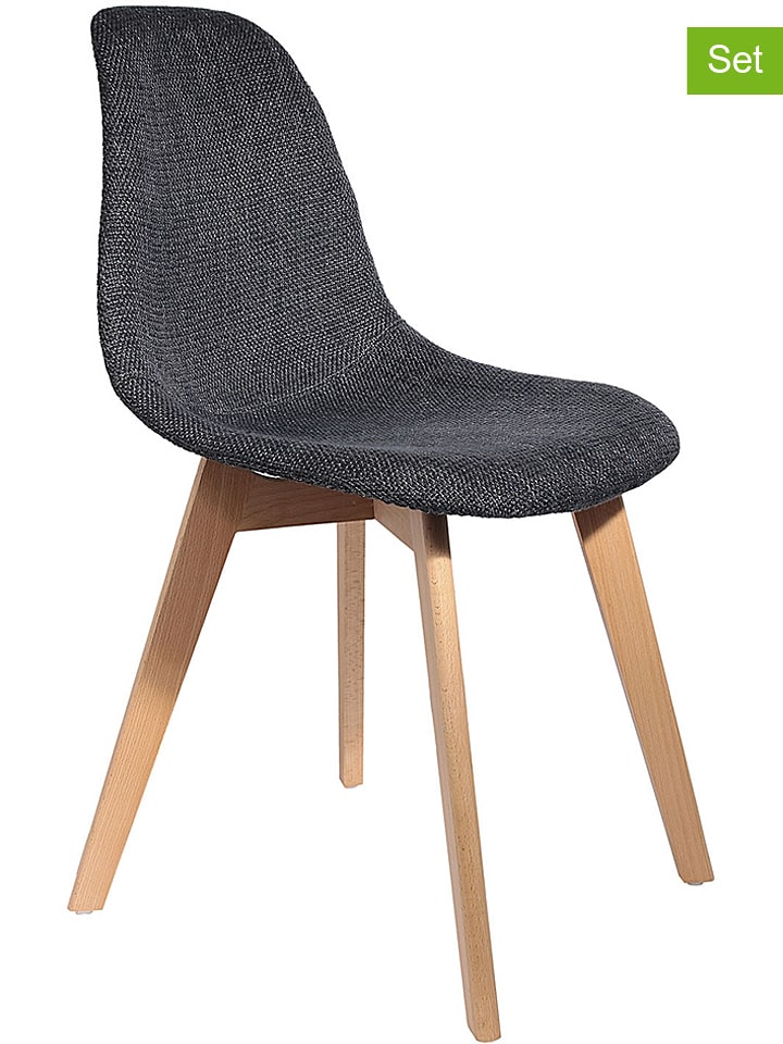 Chairs for all Krzesła (2 szt.) w kolorze czarno-brązowym - 55 x 85 x 46 cm