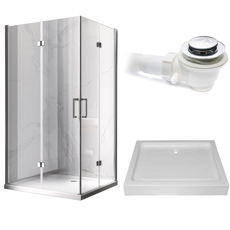 Zestaw Kabina Prysznicowa Chrom 100X80 uchylna + brodzik 96880178