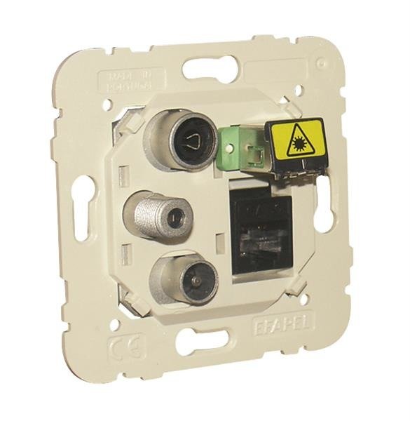 EFAPEL LOGUS90 GNIAZDO MULTIMEDIALNE RTV/SAT KOŃCOWE Z MODUŁEM RJ45 KAT. 6 I MODUŁEM ŚWIATŁOWODOWYM SC APC 21545