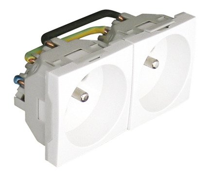 EFAPEL QUADRO45 GNIAZDO 2-KROTNE Z UZIEMIENIEM BIAŁY 45191 SBR