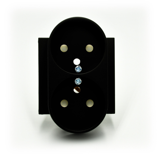 EFAPEL LOGUS90 ELEMENT CENTRALNY DO GNIAZDA PODWÓJNEGO Z UZIEMIENIEM CZARNY MAT 90656 TPM