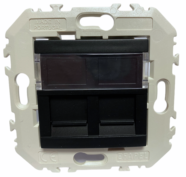 EFAPEL QUADRO45 GNIAZDO KOMPUTEROWE PODWÓJNE RJ45 KAT6 45456 KWPM CZARNY