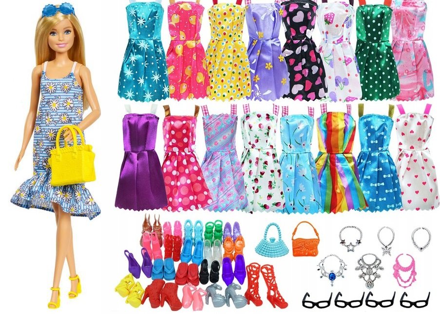UBRANKA SUKIENKI DLA LALEK BARBIE +AKCESORA