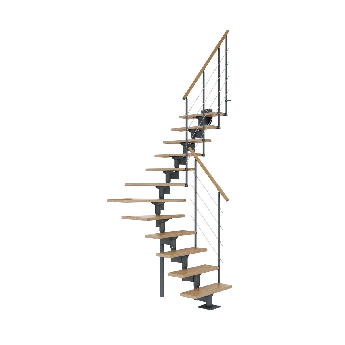Schody modułowe zabiegowe antracytowe Boston stopnie Dąb 13 sztuk Dolle