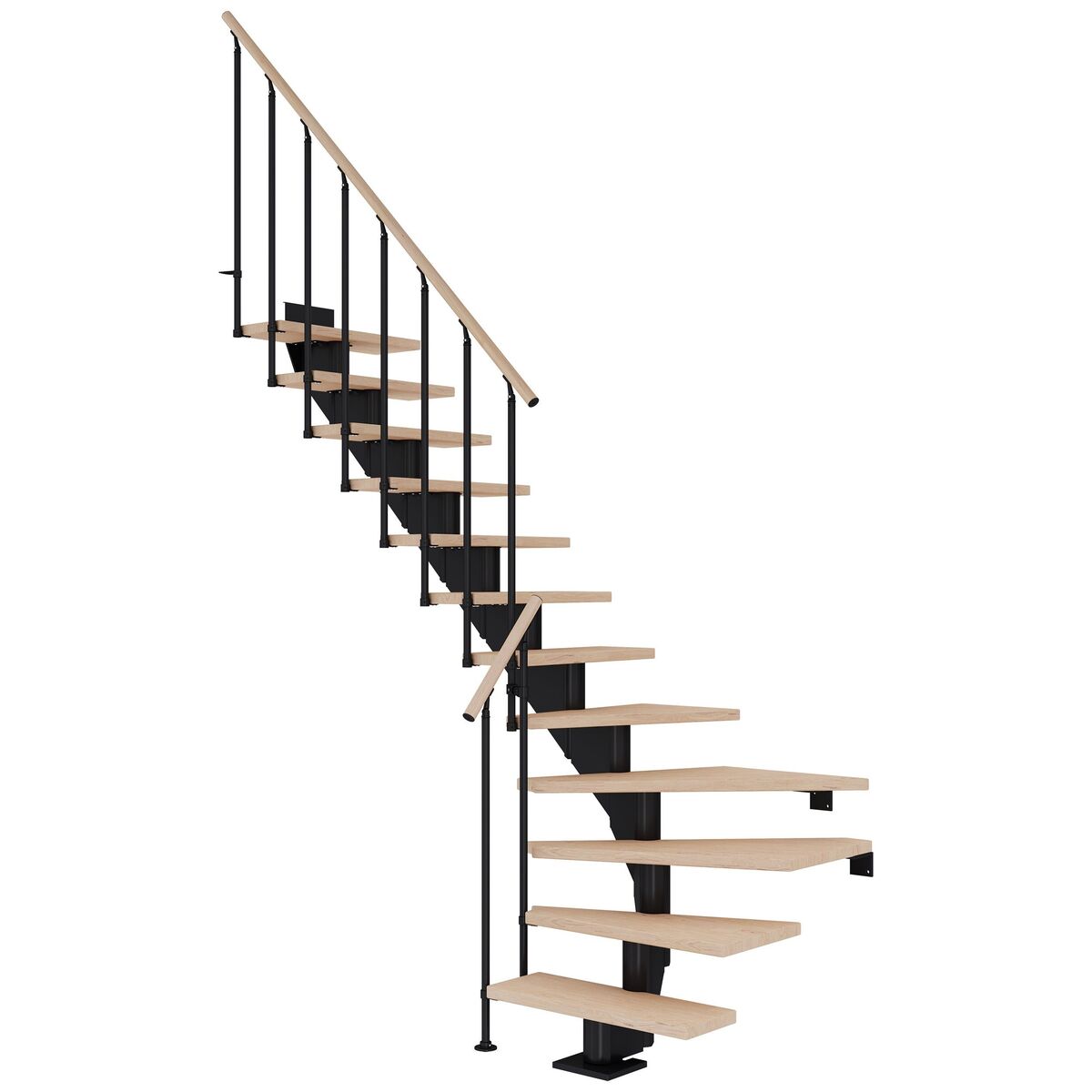 Schody modułowe zabiegowe czarne Hamburg stopnie Dąb 12 sztuk Dolle