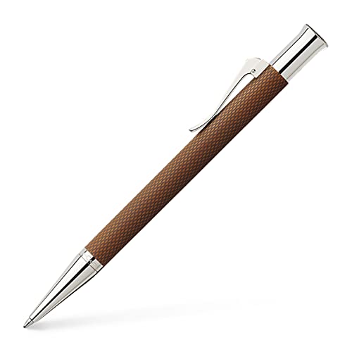 Graf von Faber-Castell Długopis obrotowy Guilloche wykonanie całkowicie metalowe pisak, żywica szlachetna, rodowana, okrągła, koniak/brązowa