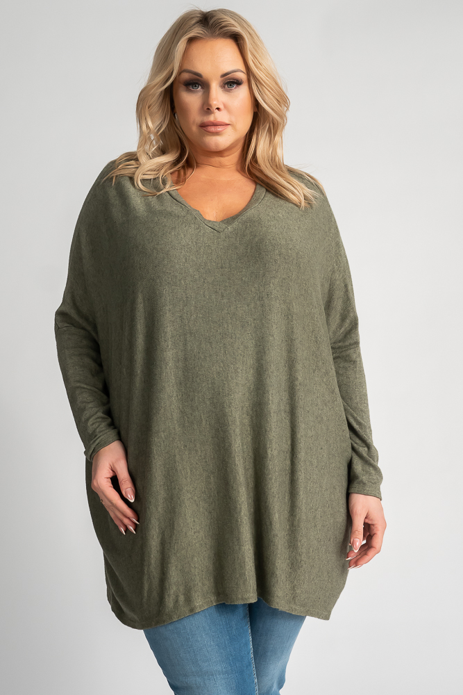 Oliwkowy Sweter oversize NELVI - Tono