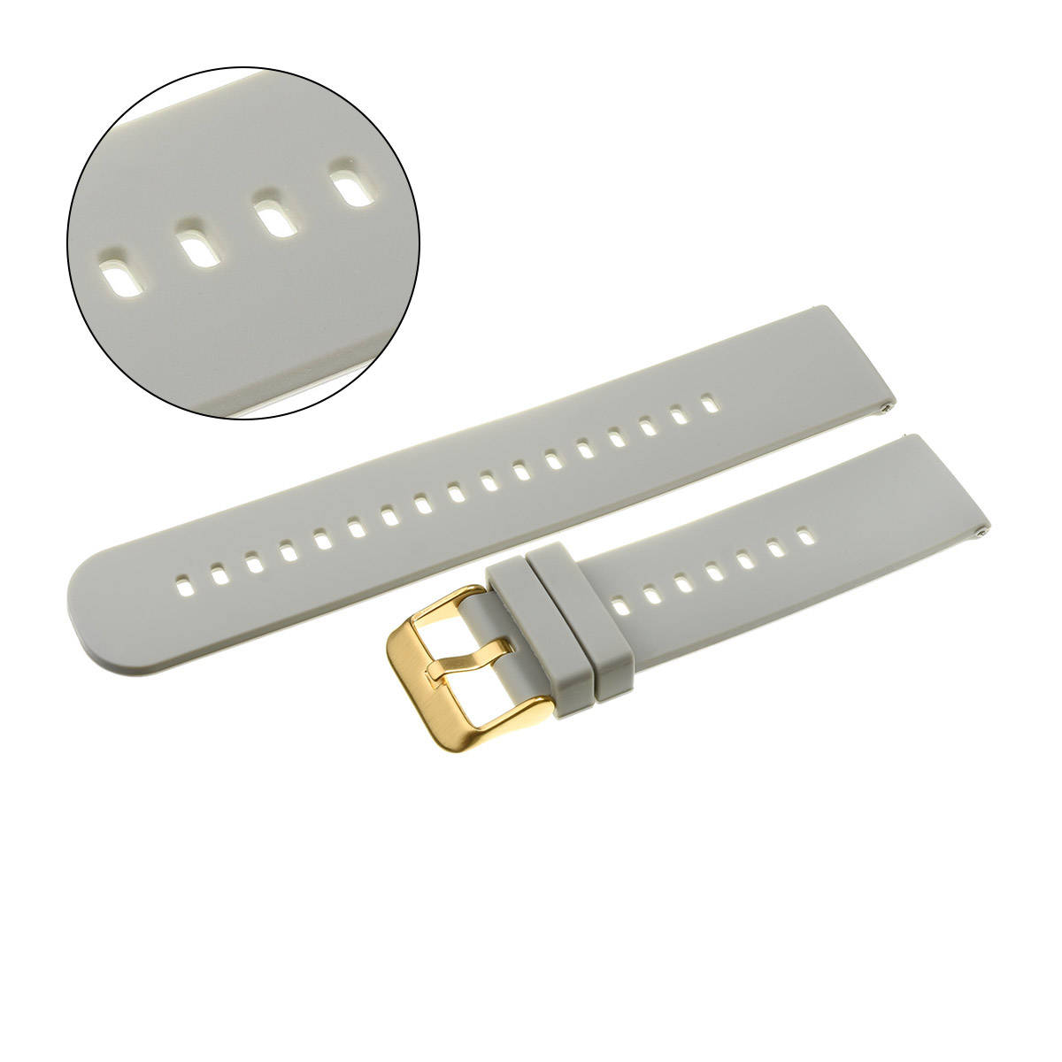 Pasek uniwersalny 18 mm silikonowy szary, zapinka złota + teleskopy U27