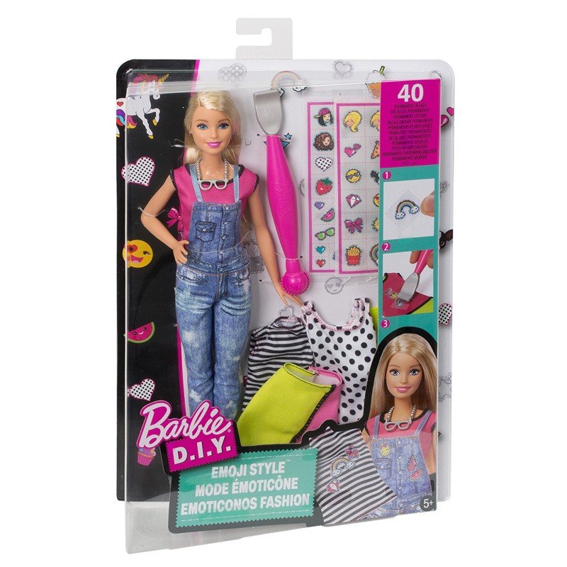 Mattel Barbie Zrób To Sama Modne naklejki DYN93 + Lalka DYN92 Zablal