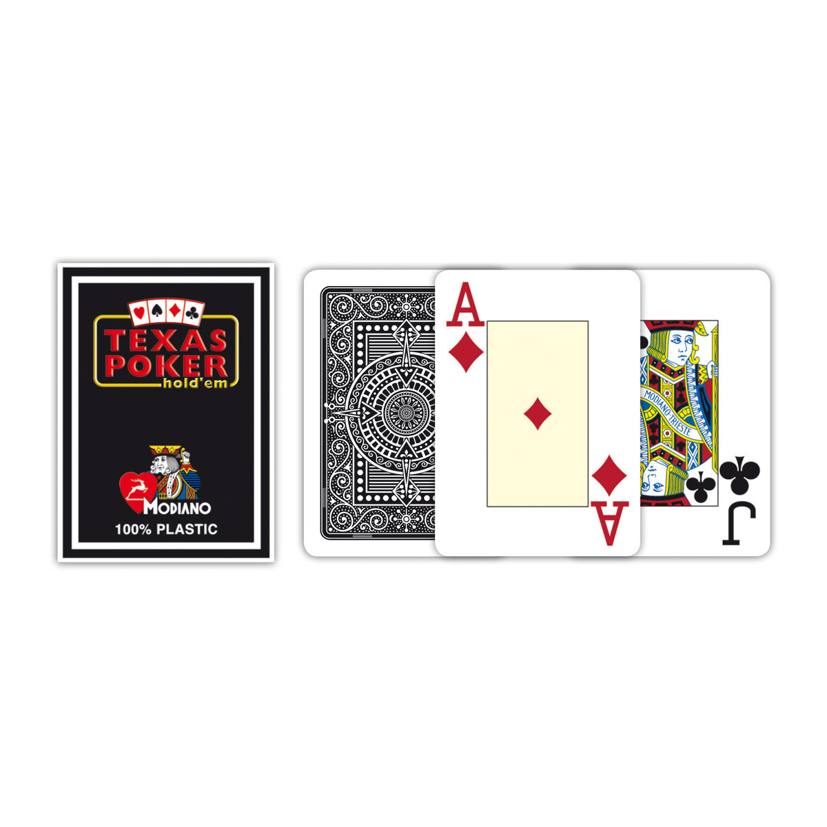 Modiano, karty Poker 100% Plastik, czarne