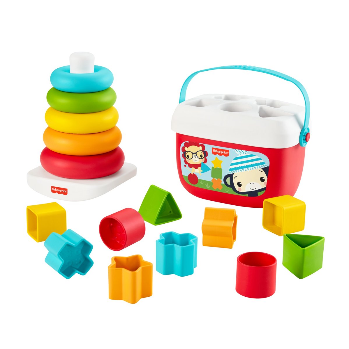 Fisher Price Price Price Zestaw Klocki sorter + kolorowa piramidka GRF11 GRF11