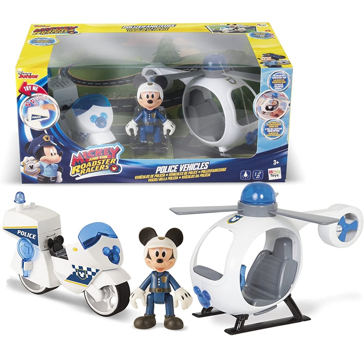 Mickey and The Roadster Racers Mickey 's Polizei motocykl i Hubschrauber