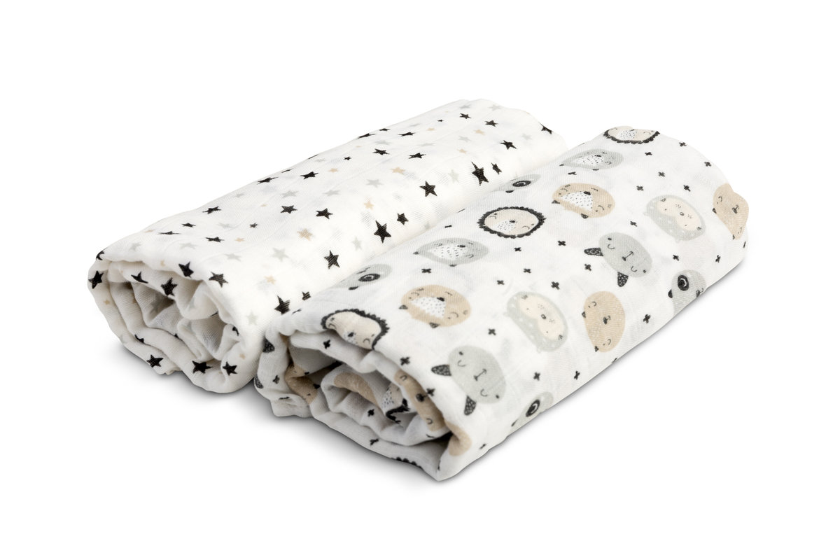 Sensillo pielucha bambusowa 2-pak misie+gwiazdki 120x120