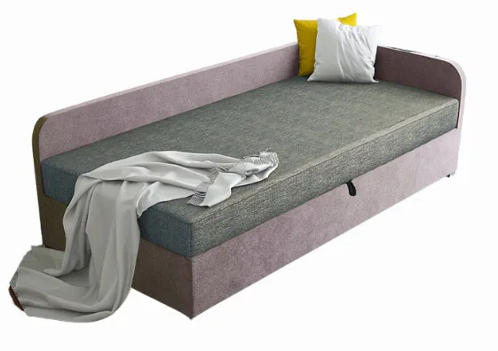 Tapczan młodzieżowy szary + lila E5-B93