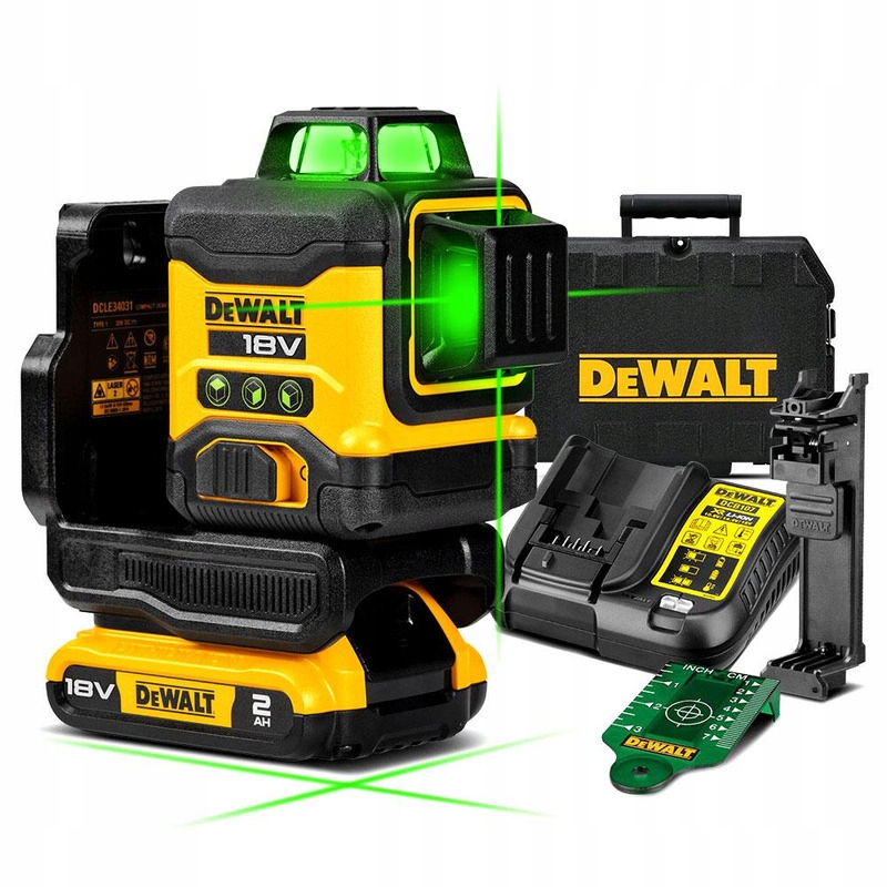 Kompaktowy zielony zestaw laserowy Dewalt DCLE34031D1 18V XR 3x360