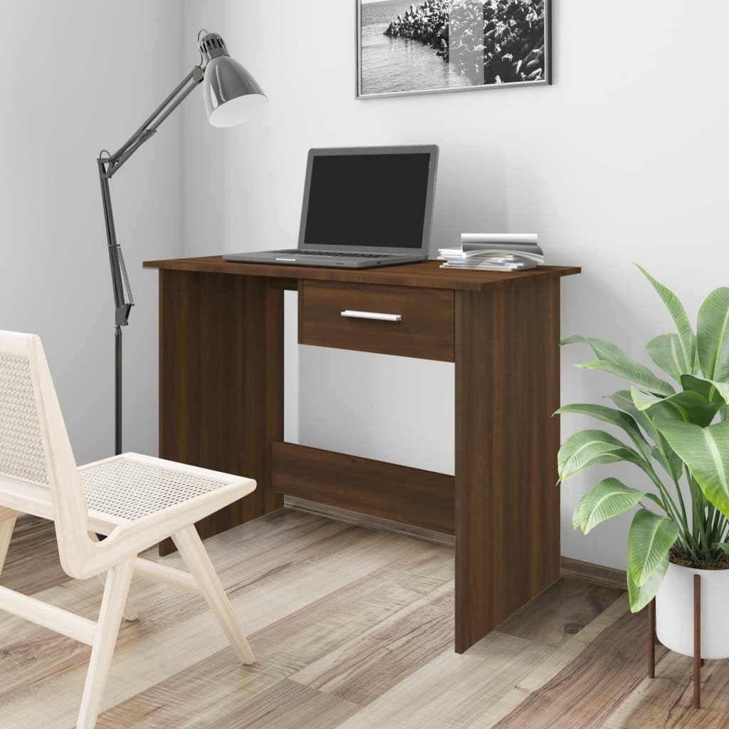 Vidaxl biurko, brązowy dąb, 100x50x76 cm, materiał drewnopochodny