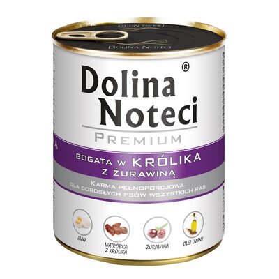 Dolina Noteci Premium Pies Królik i żurawina Puszka 800g