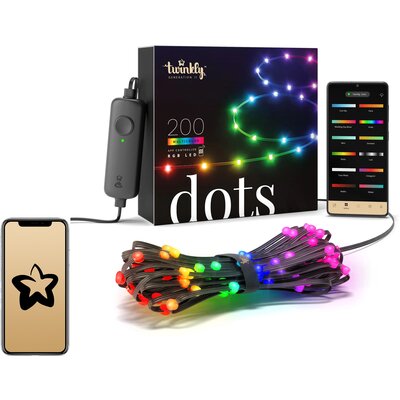 Twinkly Dots łańcuch LED RGB, czarny, IP44, 10m