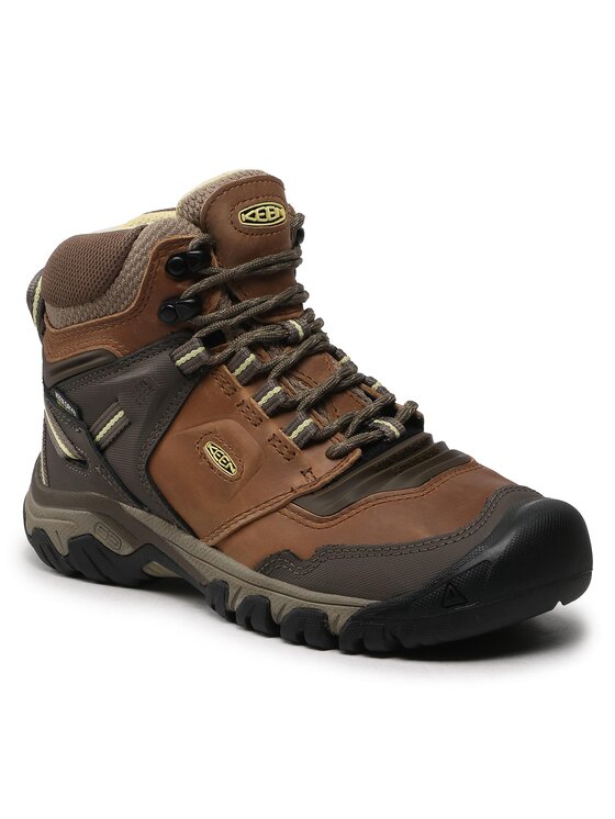KEEN Damskie buty trekkingowe Ridge Flex Mid, Safari/Custard, 3,5 UK