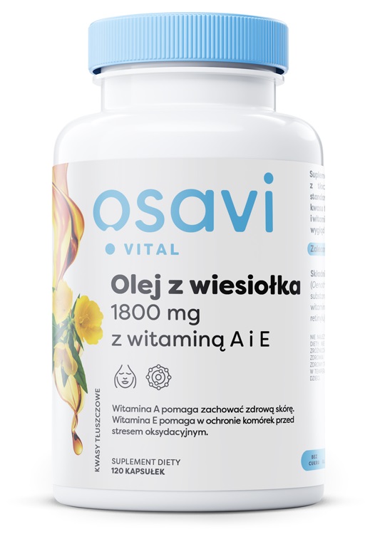 Osavi - Olej z Wiesiołka z Witaminą A i E, 1800mg, 120 kapsułek miękkich