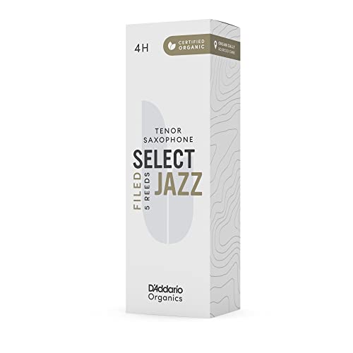 D'Addario Organiczny Select Jazz Filed Tenor Stroiki Saksofon - stroiki Sax - Pierwsza i jedyna Organiczna trzcina - 4 Twarda, 5 opakowań