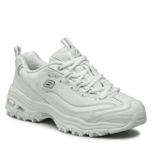 Skechers Damskie trampki D'lites Fresh Start szerokie modne trampki, biały, srebrny - 37 EU