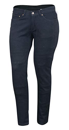 Bikers Gear Australia Damskie dżinsy motocyklowe CE, pancerne, rozciągliwe denim, czarne, UK 16R EU 44R, XL