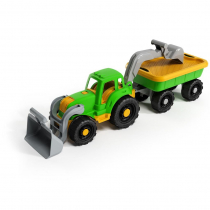 Traktor z ładowarką i przyczepą Tupiko
