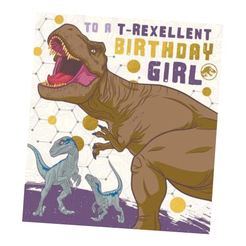 Oficjalna kartka urodzinowa z filmu Jurassic World dla dziewczynki, kartka urodzinowa dla niej, nadająca się do recyklingu, oficjalnie licencjonowana kartka urodzinowa