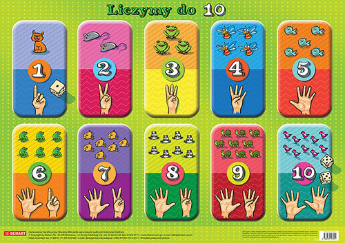 DEMART Liczymy do 10 Plansza edukacyjna na ścianę i biurko - Demart