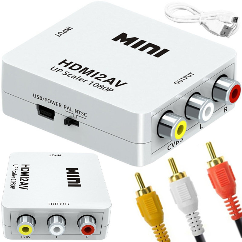 Adapter Av Rca Do Hdmi Konwerter Cinch 1080P Kabel