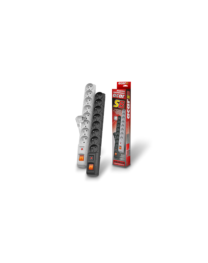 Listwa zasilająca Acar S8 1,5m czarna automat