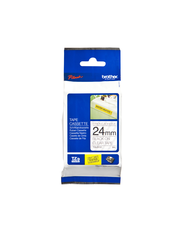 Brother Taśma laminowana do P-touch mocna TZE-151 24mm przezroczysta czarny nadruk (4977766692649)