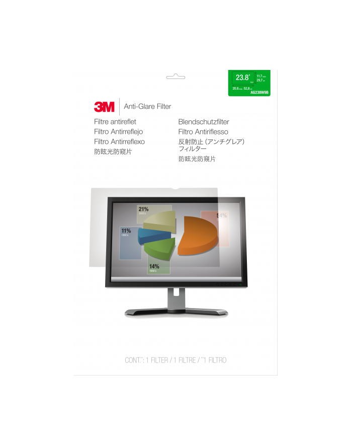 3M Filtr AG238W9B Anti-Glare-Filter for LCD Widescreen Desktop Monitore 60,45cm 23,8Zinch 7100095875
