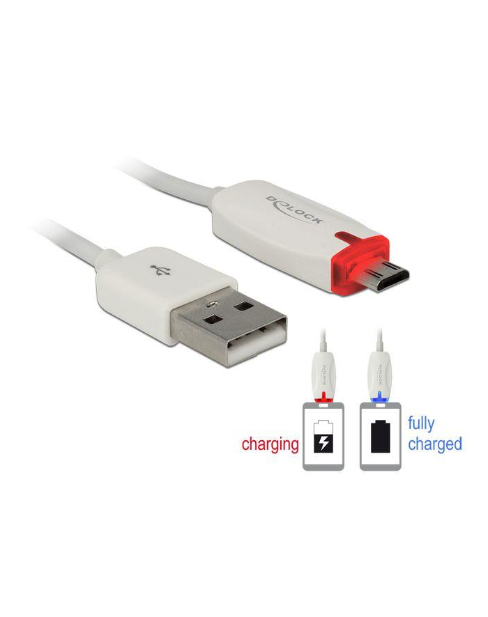 KABEL USB MICRO AM-MBM5P 2.0+WSKAŹNIK ŁADOWANIA LED 1M WHITE DELOCK