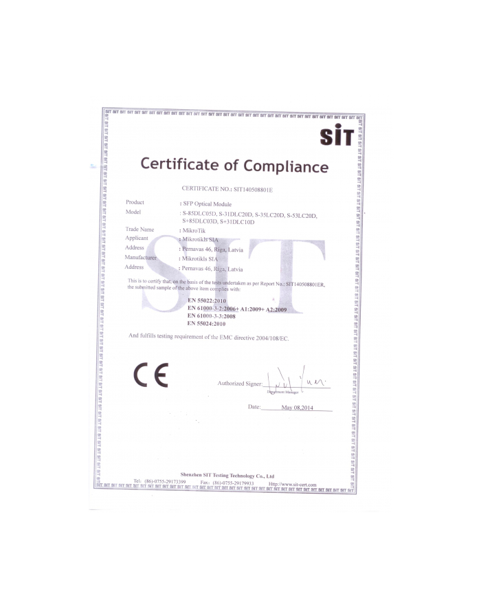 MikroTik S-31DLC20D SFP 1.25G SM 20km 1310nm LC S-31DLC20D